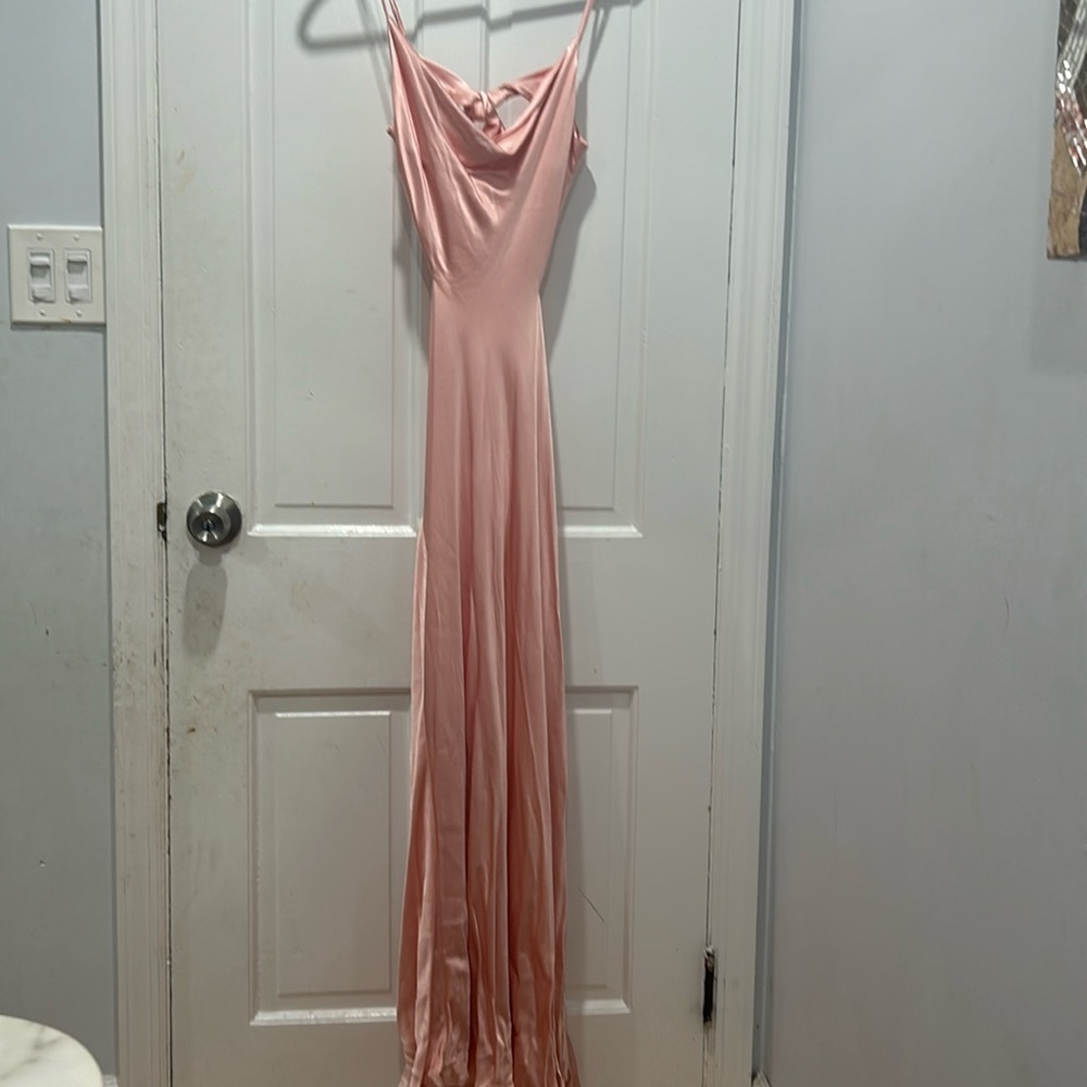 Bardot Pink Rose Backless Satin Maxi dress sz 6